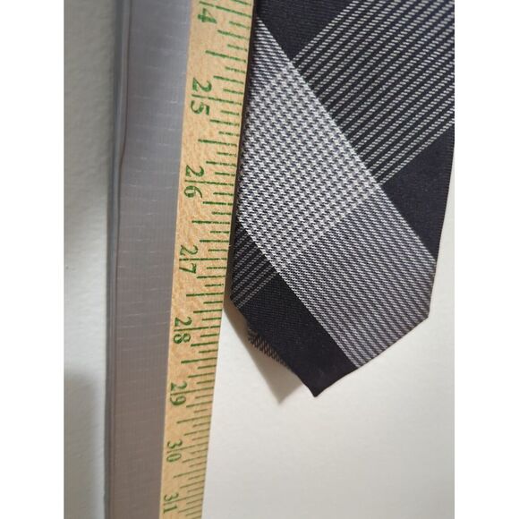 Express‎ Tie Mens Checkered Plaid Gray Black White NWT - Picture 8 of 8
